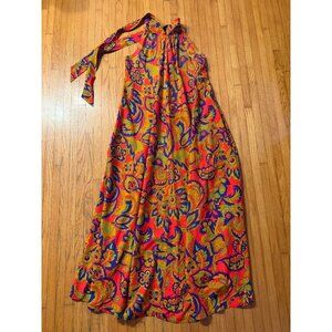 Vintage Hawaiian Casuals by Stan Hicks Maxi Dress – Mock Neck, Side Pockets, Hon